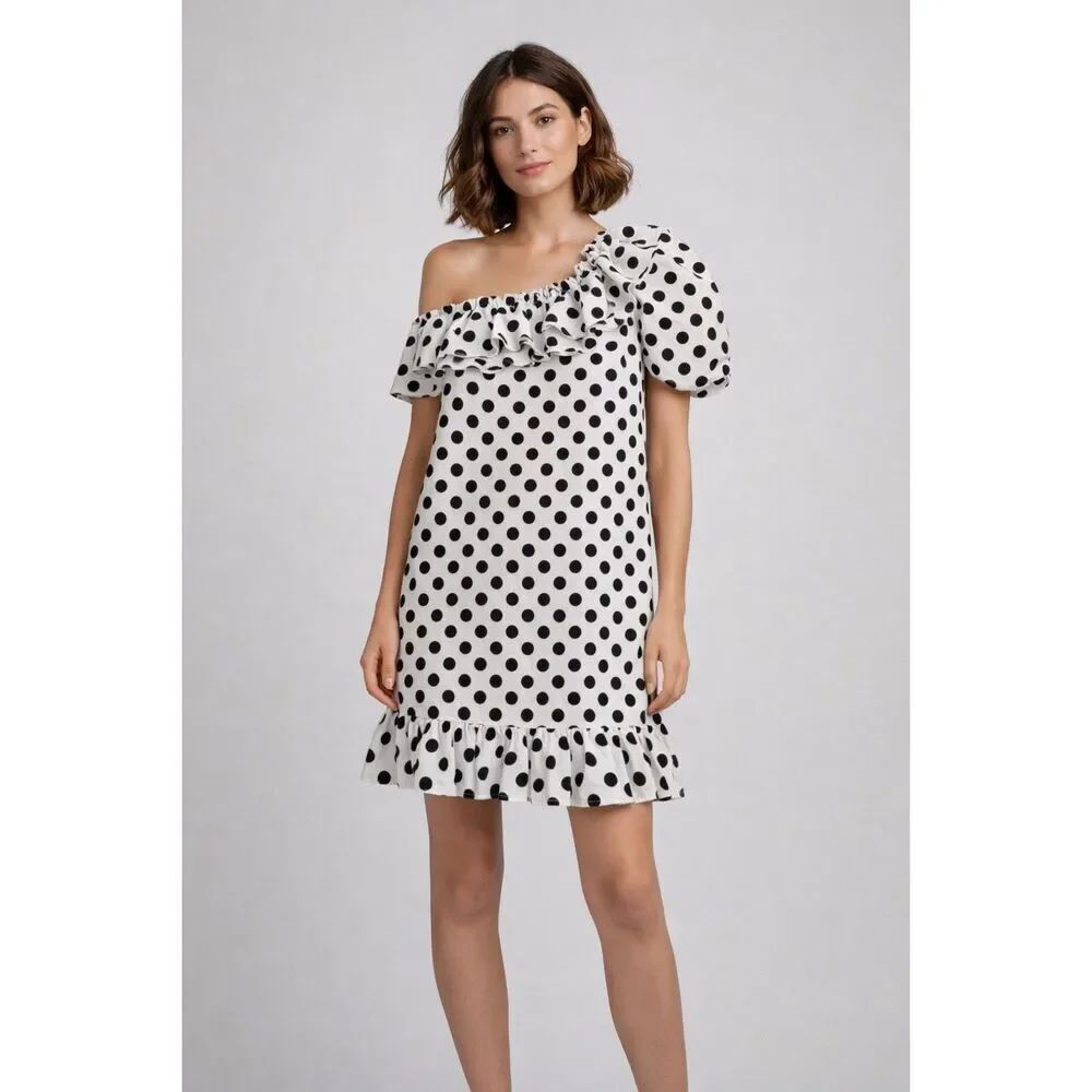 Lisa Marie Fernandez Target Polka Dot One Shoulder Dress Medium